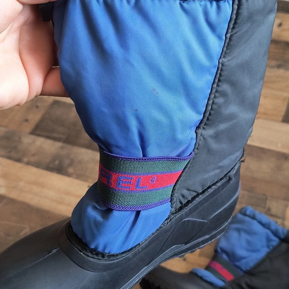 Sorel Chariot Blue Black Insulated Winter Snow Boots Sz 2 Kids